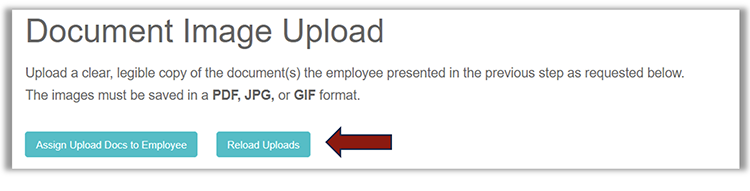 Document Image Upload screen