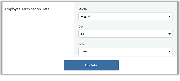 Screenshot of Employee Termination Date section