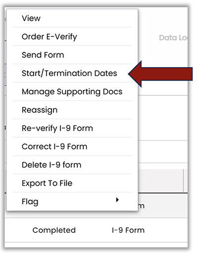 screenshot of pop-up menu