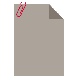a piece of paper with a paperclip in the upper left corner