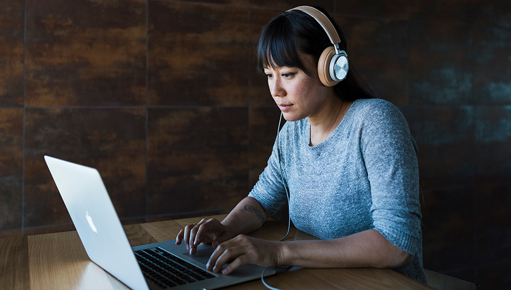 woman using a laptop